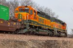 BNSF 6991, ex CN 5054, and BNSF 6984 ex CN 5016 are eastbound on the BNSF